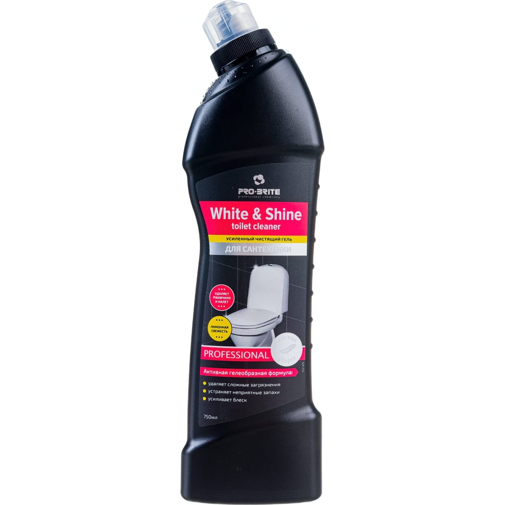 Усиленный чистящий гель для сантехники 1572-075 White & Shine Toilet Cleaner «Лимонная свежесть», 0,75л