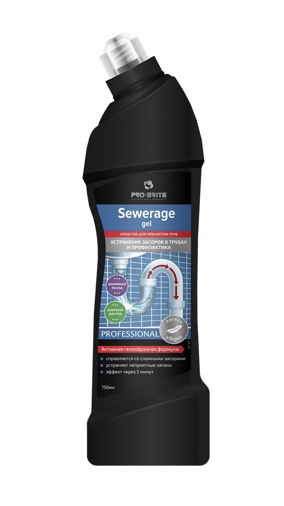 Средство для устранения засоров в трубах Sewerage Gel (Сьюэридж Гель) 0,75л 