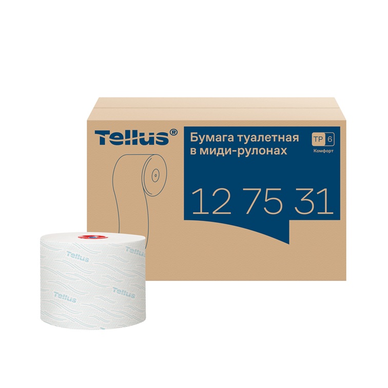 Туалетная бумага Tellus в миди-рулонах, комфорт, 2 сл., 127531